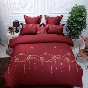 New 4/7pcs Egyptian cotton Sheet Pillowcase and Duvet Cover Sets red Embroidery Bedlinen Queen King Size Bedding Set
New 4/7pcs Egyptian cotton Sheet Pillowcase and Duvet Cover Sets red Embroidery Bedlinen Queen King Size Bedding Set