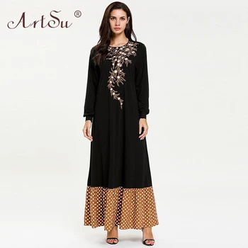ArtSu Retro Ethnic Black Long Robe Femme Patchwork Polka Dot Dress 4XL Plus Size Women Floral Embroidery Maxi Dress 2019 Autumn
ArtSu Retro Ethnic Black Long Robe Femme Patchwork Polka Dot Dress 4XL Plus Size Women Floral Embroidery Maxi Dress 2019 Autumn