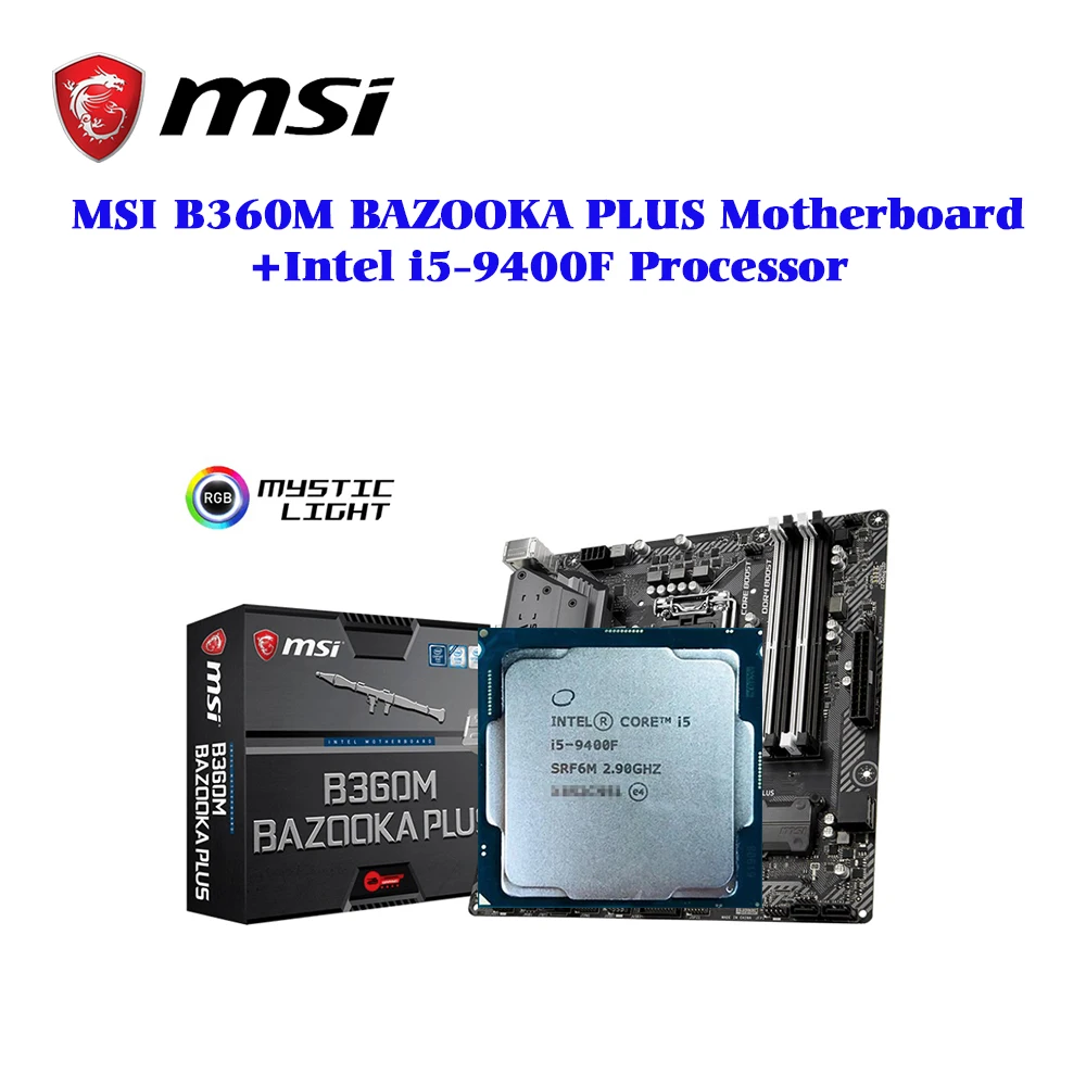 Motherboard msi B360M BAZOOKA PLUS mainboard LGA 1151 DDR4 PCI-Express Micro-ATX+Intel Core i5-9400F processor 2900MHz 6-core
Motherboard msi B360M BAZOOKA PLUS mainboard LGA 1151 DDR4 PCI-Express Micro-ATX+Intel Core i5-9400F processor 2900MHz 6-core