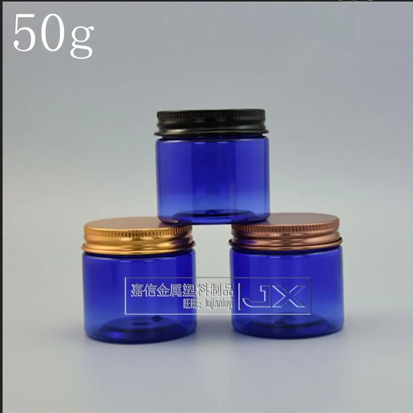 

50g/ml Clear Blue Plastic Empty jar bottle Wholesale New Originales Refillable Lucifugal Cosmetic Cream Sample jars Containers