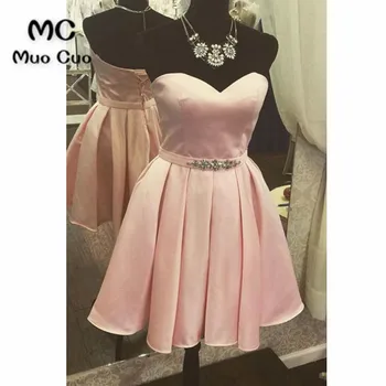 2018 Blush Pink Homecoming dress with Beaded Lace Up Back Satin Cocktail party dress above knee Short homecoming dress
2018 Blush Pink Homecoming dress with Beaded Lace Up Back Satin Cocktail party dress above knee Short homecoming dress