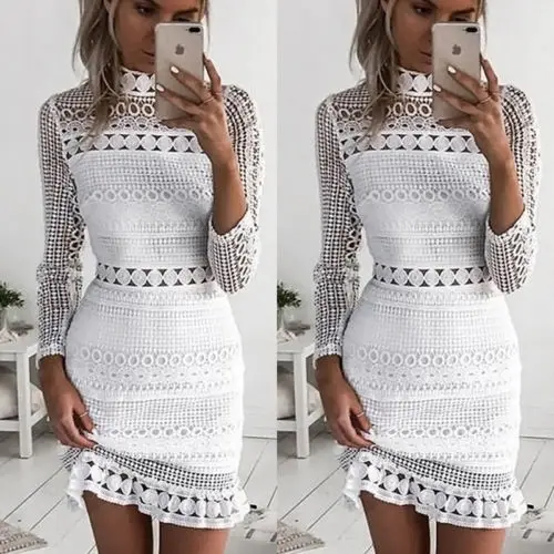 White Women Lace Hollow Out Vintage Dresses Long Sleeve Party A Line Mini Dress Ladies Summer Dresses Clothes S-XL
White Women Lace Hollow Out Vintage Dresses Long Sleeve Party A Line Mini Dress Ladies Summer Dresses Clothes S-XL