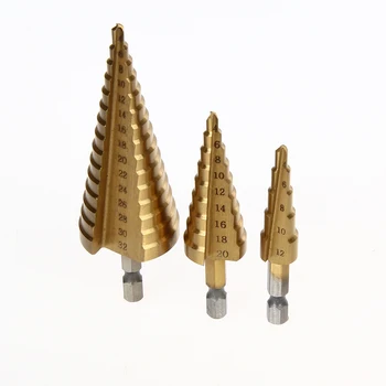 3pcs Professional HSS Steel Large Step Cone Hex Shank Coated Metal Drill Bit for Metal Cut Tool Set 4-12/20/32mm Hole Cutter
3pcs Professional HSS Steel Large Step Cone Hex Shank Coated Metal Drill Bit for Metal Cut Tool Set 4-12/20/32mm Hole Cutter