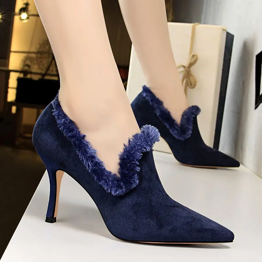EOEODOIT Autumn Winter Pumps Deep Mouth High Heel Shoes Sexy Stiletto Heel Slip On Add Plush Warm Fashion Women Pointy Toe Shoes 
EOEODOIT Autumn Winter Pumps Deep Mouth High Heel Shoes Sexy Stiletto Heel Slip On Add Plush Warm Fashion Women Pointy Toe Shoes