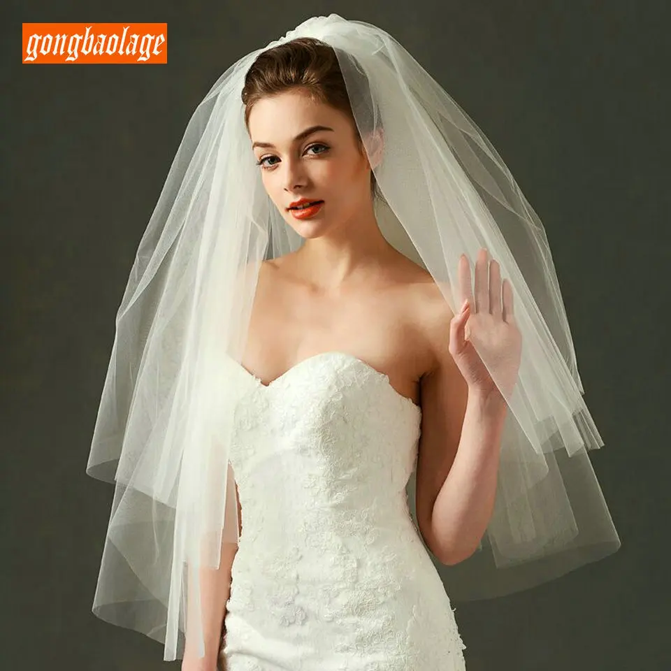 Elegant White veiling Two Layers Veils Soft Tulle Short Bride Veil Ivory 75cm Long Veil For Wedding Accessories 2019 With Comb
Elegant White veiling Two Layers Veils Soft Tulle Short Bride Veil Ivory 75cm Long Veil For Wedding Accessories 2019 With Comb