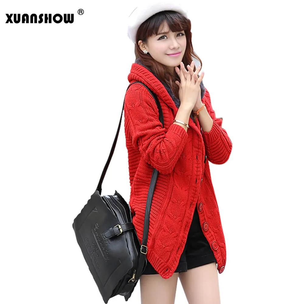 2018 Women Winter Jacket Outwear New Twisted Buttons Knitted Long Hooded Cardigan Parka Thicken Warm Sweater Coat Casaquinho
2018 Women Winter Jacket Outwear New Twisted Buttons Knitted Long Hooded Cardigan Parka Thicken Warm Sweater Coat Casaquinho