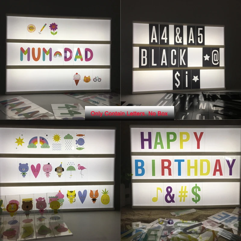 One Set Cinema Lightbox Night Lamp Letters For A4 A5 Light Box DIY Colorful Lighting Letters & Cards & Signs & Numbers & Emoji
One Set Cinema Lightbox Night Lamp Letters For A4 A5 Light Box DIY Colorful Lighting Letters & Cards & Signs & Numbers & Emoji