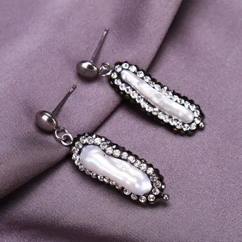 SINZRY 2018 New Baroque natural irregular pearl drop earrings stainless steel zircon brilliant wedding earrings for women
SINZRY 2018 New Baroque natural irregular pearl drop earrings stainless steel zircon brilliant wedding earrings for women