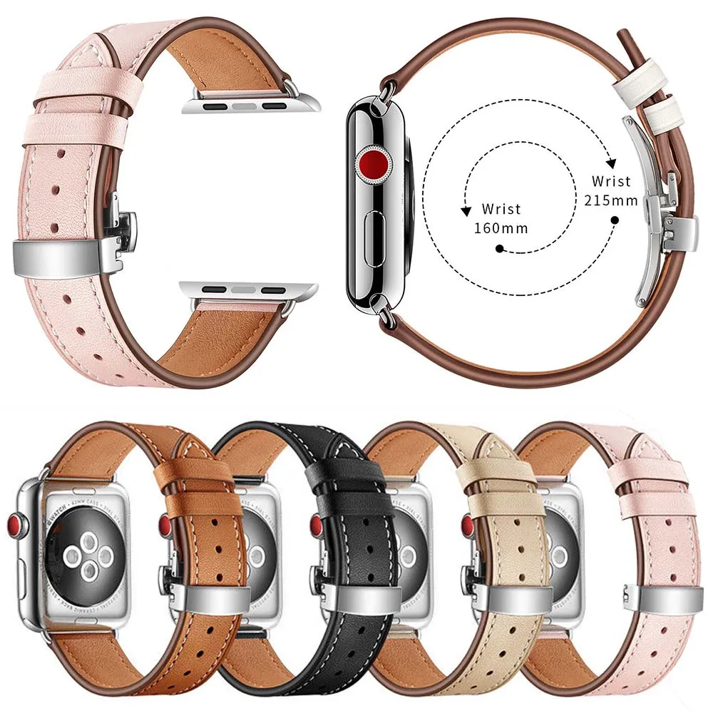 For Apple Watch Band Series 5 4 3 2 1 Three Colors Butterfly Buckle Genuine Leather Strap for iWatch 40/44/38/42mm Bracelet Belt
For Apple Watch Band Series 5 4 3 2 1 Three Colors Butterfly Buckle Genuine Leather Strap for iWatch 40/44/38/42mm Bracelet Belt