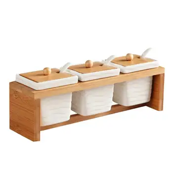 Porcelain Canisters Simple Square Set of 3 Condiment Container Ceramic Serving Jars Ceramic Spice Jars for Kitchen Home Counter
Porcelain Canisters Simple Square Set of 3 Condiment Container Ceramic Serving Jars Ceramic Spice Jars for Kitchen Home Counter