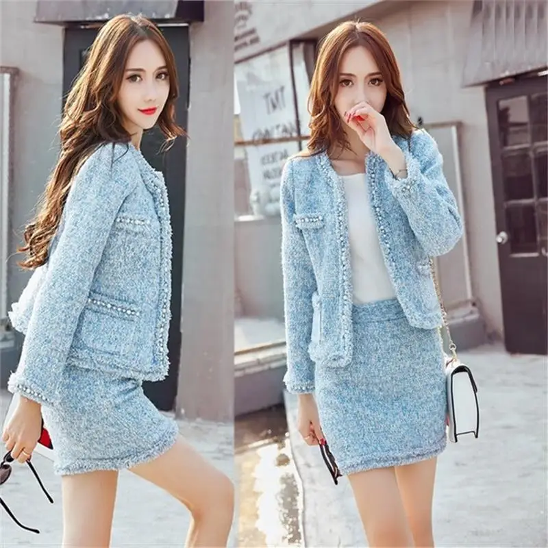 Women's clothing Autumn Winter high quality Fashion tops skirts female Beaded woolen coat and skirts two piece set sets A520
Women's clothing Autumn Winter high quality Fashion tops skirts female Beaded woolen coat and skirts two piece set sets A520