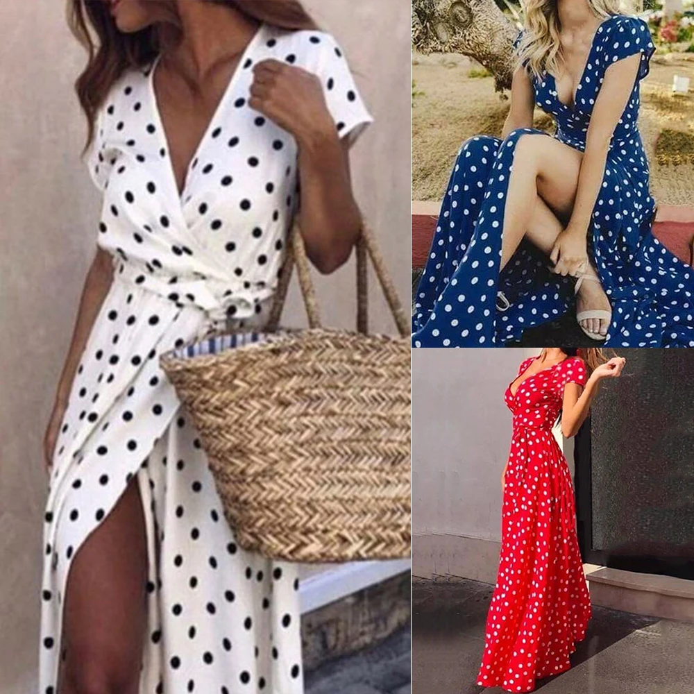 Vertvie Sexy Women Beach Dress Long Skirt Dot Deep-V Dresses Tunic Swimwear Hot White Bikini Cover Up Swimsuit Dress Mujer 2019
Vertvie Sexy Women Beach Dress Long Skirt Dot Deep-V Dresses Tunic Swimwear Hot White Bikini Cover Up Swimsuit Dress Mujer 2019