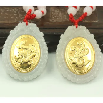 Exquisite natural jadeite gold dragon and phoenix pendant necklace for lovers style jewelry gifts for men and women
Exquisite natural jadeite gold dragon and phoenix pendant necklace for lovers style jewelry gifts for men and women