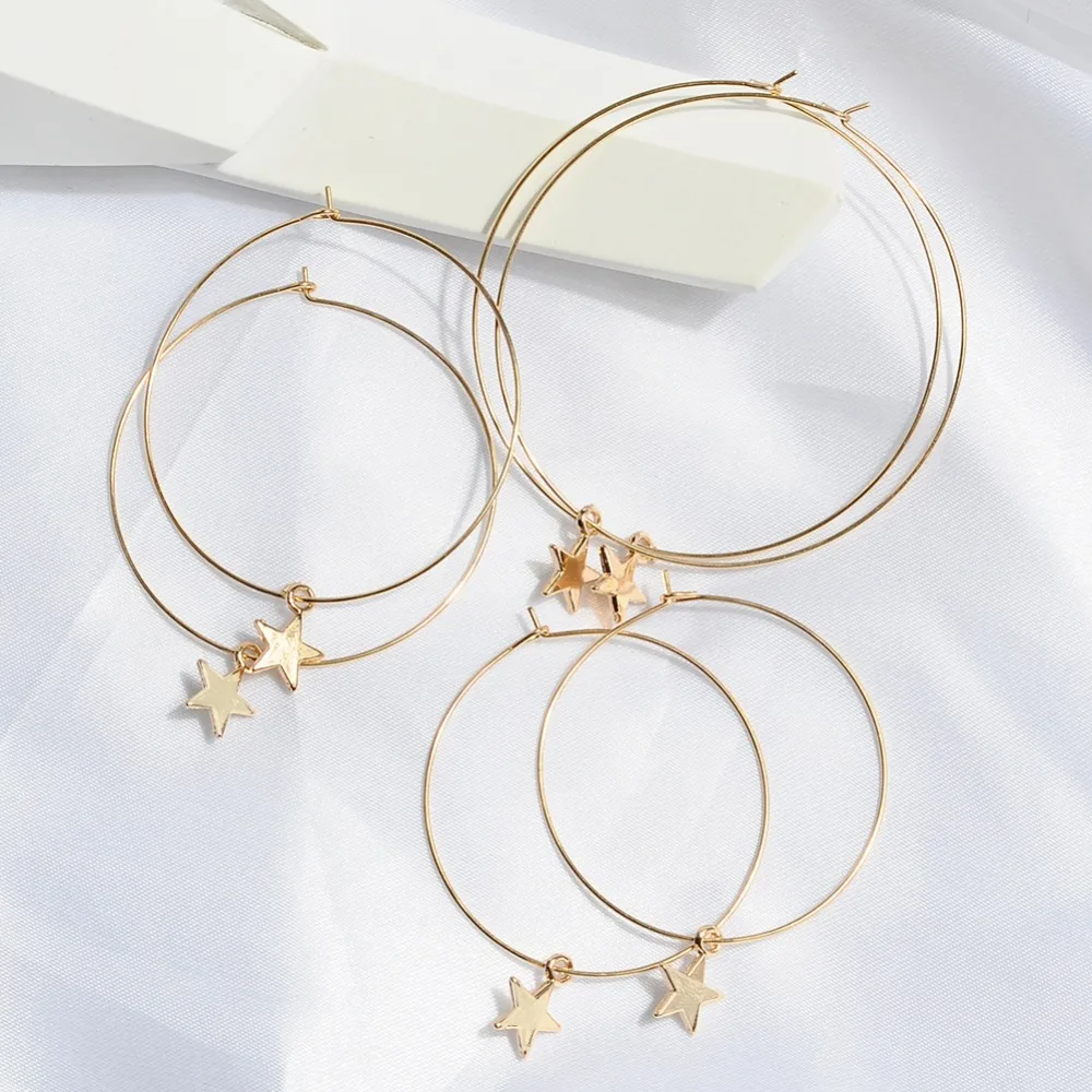 Artilay Big Hoop Earrings for Women for Girls Star Moon Gold Color Hoop Earrings for Jewelry Party Gift Drop shipping
Artilay Big Hoop Earrings for Women for Girls Star Moon Gold Color Hoop Earrings for Jewelry Party Gift Drop shipping