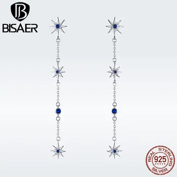 BISAER 925 Sterling Silver Blue CZ Stone Star Long Drop Earrings for Women Fashion Jewelry Bijoux Accessories GAE060
BISAER 925 Sterling Silver Blue CZ Stone Star Long Drop Earrings for Women Fashion Jewelry Bijoux Accessories GAE060