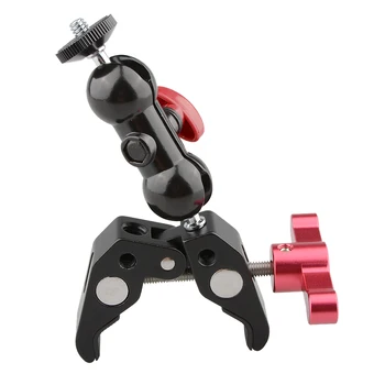 CAMVATE Crab Clamp Bracket with 1/4" Screw Double Ball Head Mount (Red T-handle) C1701
CAMVATE Crab Clamp Bracket with 1/4" Screw Double Ball Head Mount (Red T-handle) C1701