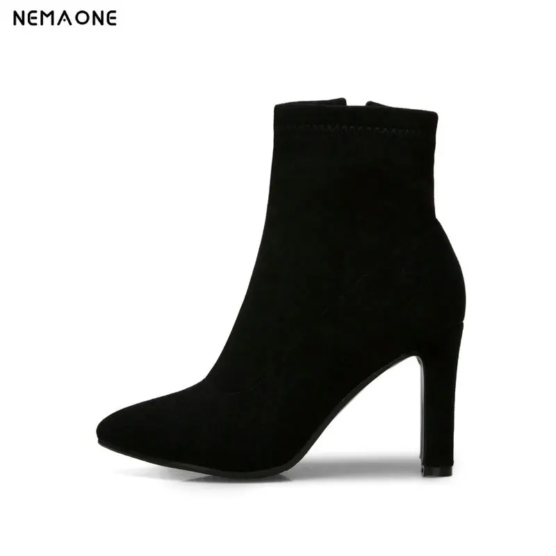 NEMAONE Women shoes high heels ankle boots zipper ladies dress wedding boots black gray brown large size 42 43 
NEMAONE Women shoes high heels ankle boots zipper ladies dress wedding boots black gray brown large size 42 43