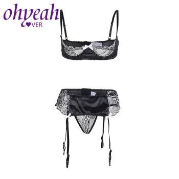 Ohyeahlover Black Transparent Women 2 Piece Bra Open Chest Sexy Bra Sets Lingerie Open Bust Bra With Garter Lingerie Set RM80319 
Ohyeahlover Black Transparent Women 2 Piece Bra Open Chest Sexy Bra Sets Lingerie Open Bust Bra With Garter Lingerie Set RM80319