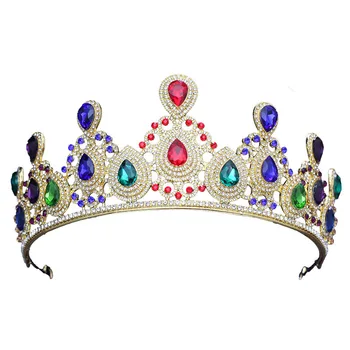 Hot Sale Ladies Gold Colorful Rhinestone Bridal Tiara Crown Hair Ornaments Headdress Luxury Women Crystal Pageant Prom Crown LB
Hot Sale Ladies Gold Colorful Rhinestone Bridal Tiara Crown Hair Ornaments Headdress Luxury Women Crystal Pageant Prom Crown LB