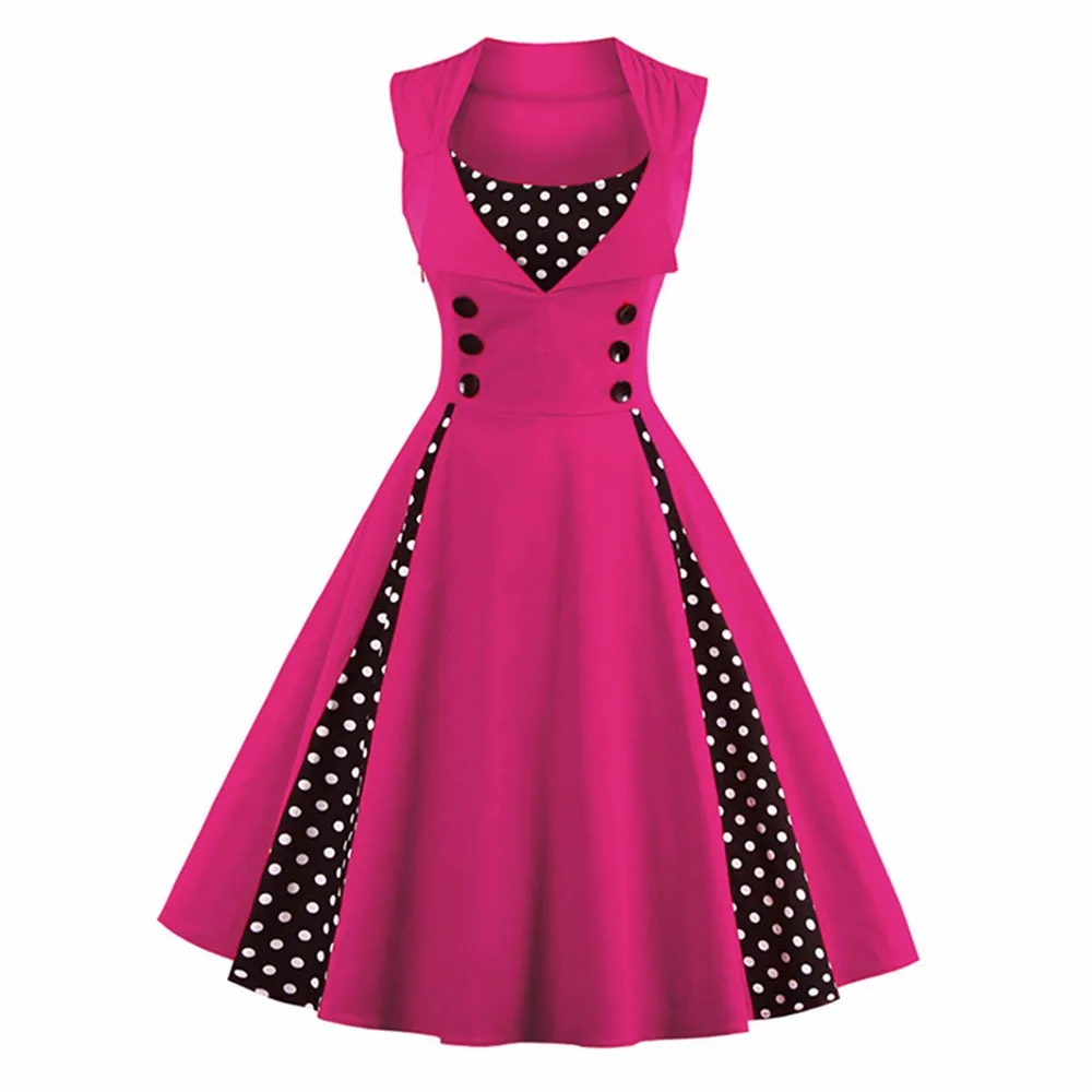 Women Sleeveless 7 Solid Colors Vintage Dress Button Dot Print Swing Party Feminino Vestidos Plus Size S~4XL 50s Dresses
Women Sleeveless 7 Solid Colors Vintage Dress Button Dot Print Swing Party Feminino Vestidos Plus Size S~4XL 50s Dresses