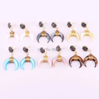 For Women 6pair Gold Color Wire Wrap Double Horn&moon crescent shape tiny Nature Shell Dangle Drop Earrings
For Women 6pair Gold Color Wire Wrap Double Horn&moon crescent shape tiny Nature Shell Dangle Drop Earrings