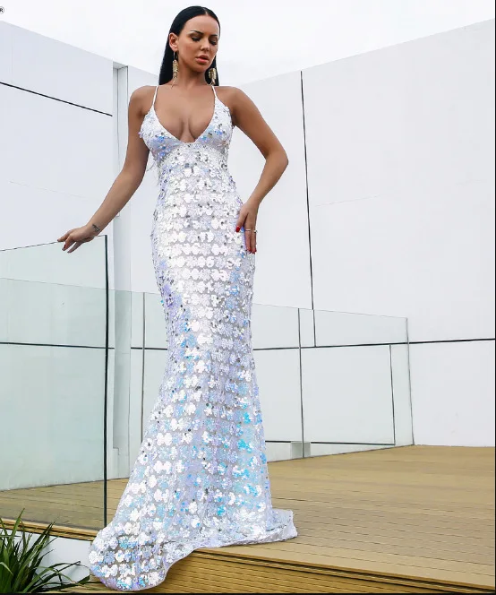 Wedding Evening Party Long Dress Fashion Deep V-neck Sequined Spaghetti Strap Sexy Women Celebrity Body Con Dresses Wholesale
Wedding Evening Party Long Dress Fashion Deep V-neck Sequined Spaghetti Strap Sexy Women Celebrity Body Con Dresses Wholesale