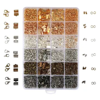 24 Style 2460 Pcs/ Box Jewelry Making Kit 6 Colors With Open Jump Rings, Lobster Clasps, Cord Ends And Ribbon Ends
24 Style 2460 Pcs/ Box Jewelry Making Kit 6 Colors With Open Jump Rings, Lobster Clasps, Cord Ends And Ribbon Ends