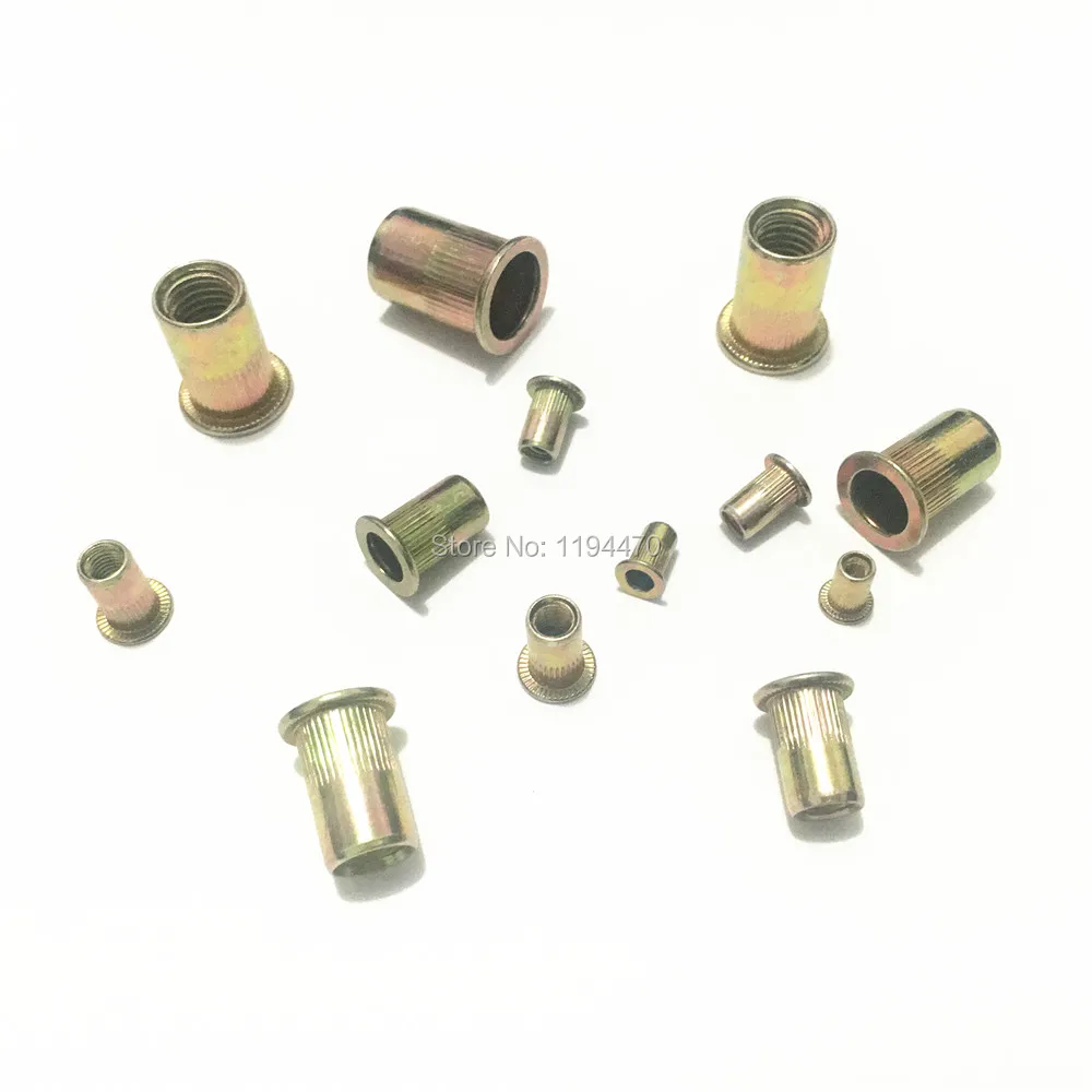 

2-100pcs M3 M4 M5 M6 M8 M10 M12 Metric Thread Zinc Plated Carbon Steel Flat Head Rivet Nut Insert knurled Nut Cap Rivnut