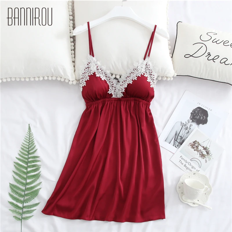 Woman Nightgowns Sexy Silk Satin Lace Sleeveless Home Wear Sleep Wear Female Sleepshirts For Woman Summer High Quality BANNIROU
Woman Nightgowns Sexy Silk Satin Lace Sleeveless Home Wear Sleep Wear Female Sleepshirts For Woman Summer High Quality BANNIROU