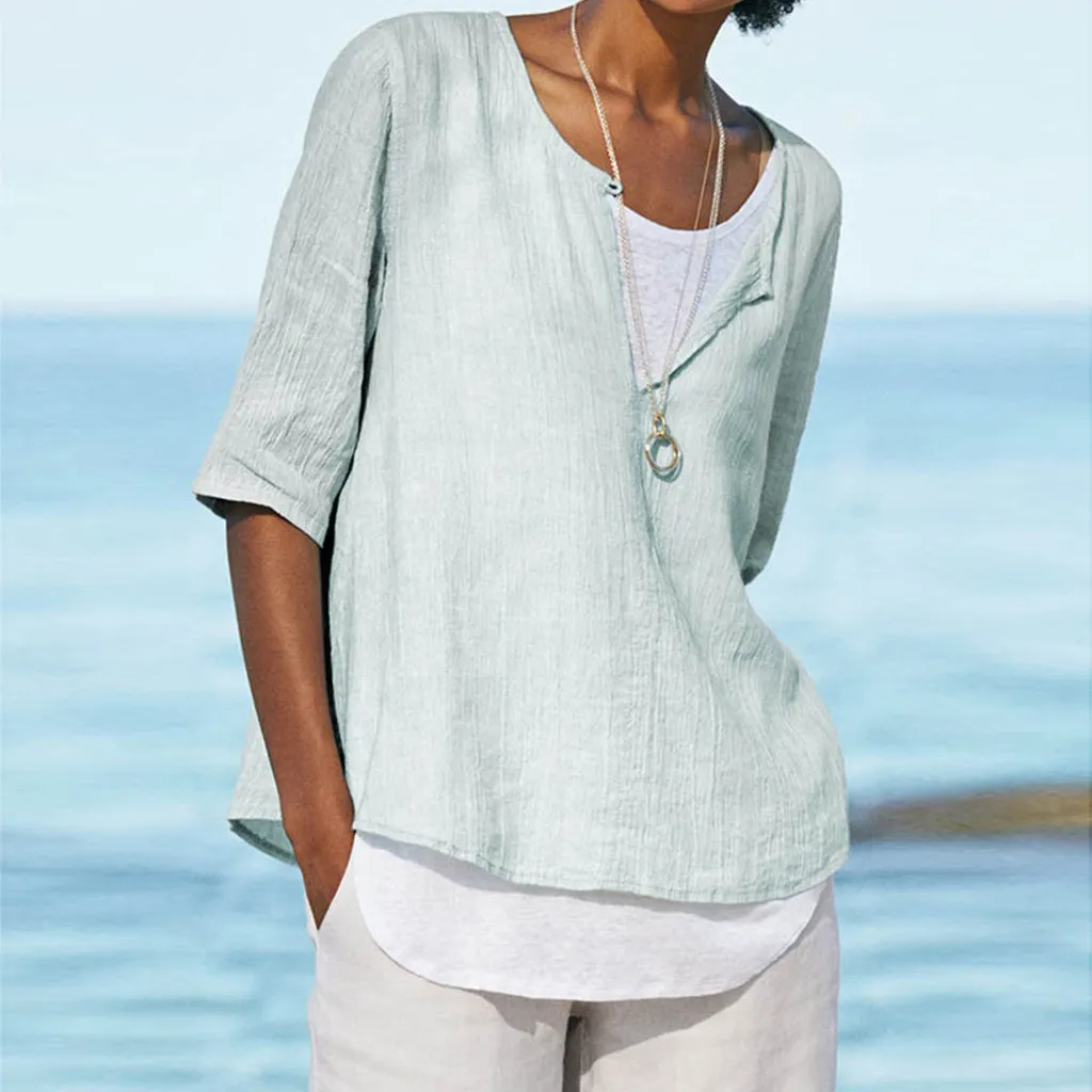 MUQGEW Womens Blouse Loose Linen Casual Blouse Button V Neck Shirt Plus Size Solid Shirt Summer Tunic Soft Tops blusas mujer
MUQGEW Womens Blouse Loose Linen Casual Blouse Button V Neck Shirt Plus Size Solid Shirt Summer Tunic Soft Tops blusas mujer