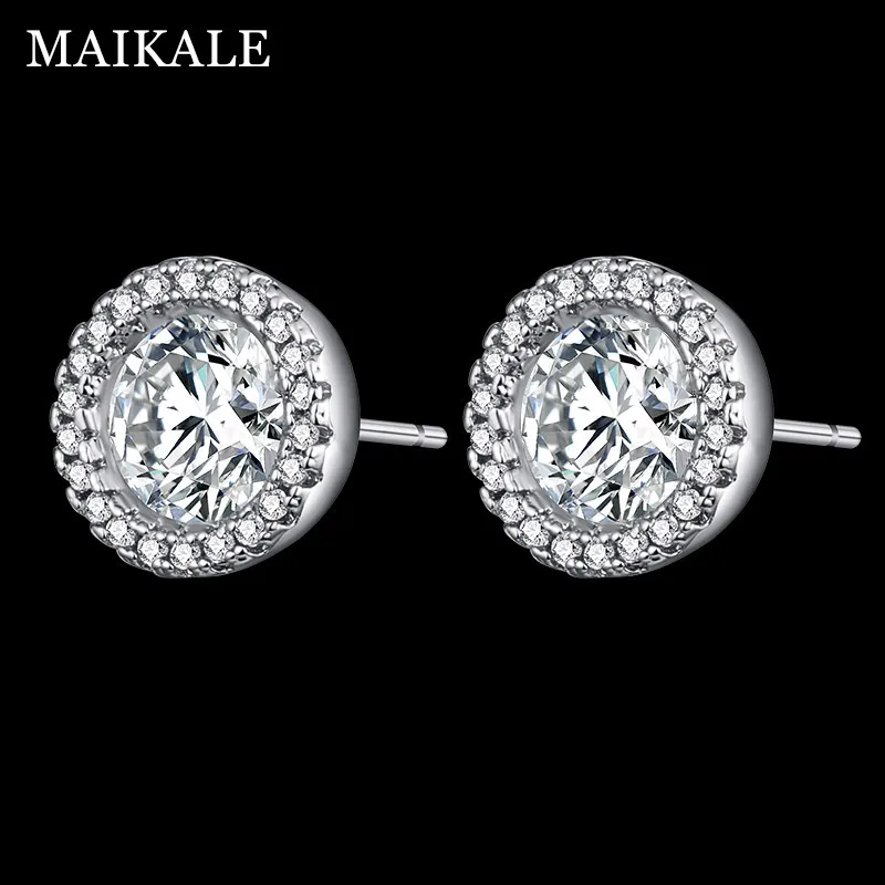 MAIKALE Classic Simple Stud Earrings Round Plated Gold Silver Color White AAA Cubic Zirconia Korean Earrings For Women Send Gift
MAIKALE Classic Simple Stud Earrings Round Plated Gold Silver Color White AAA Cubic Zirconia Korean Earrings For Women Send Gift