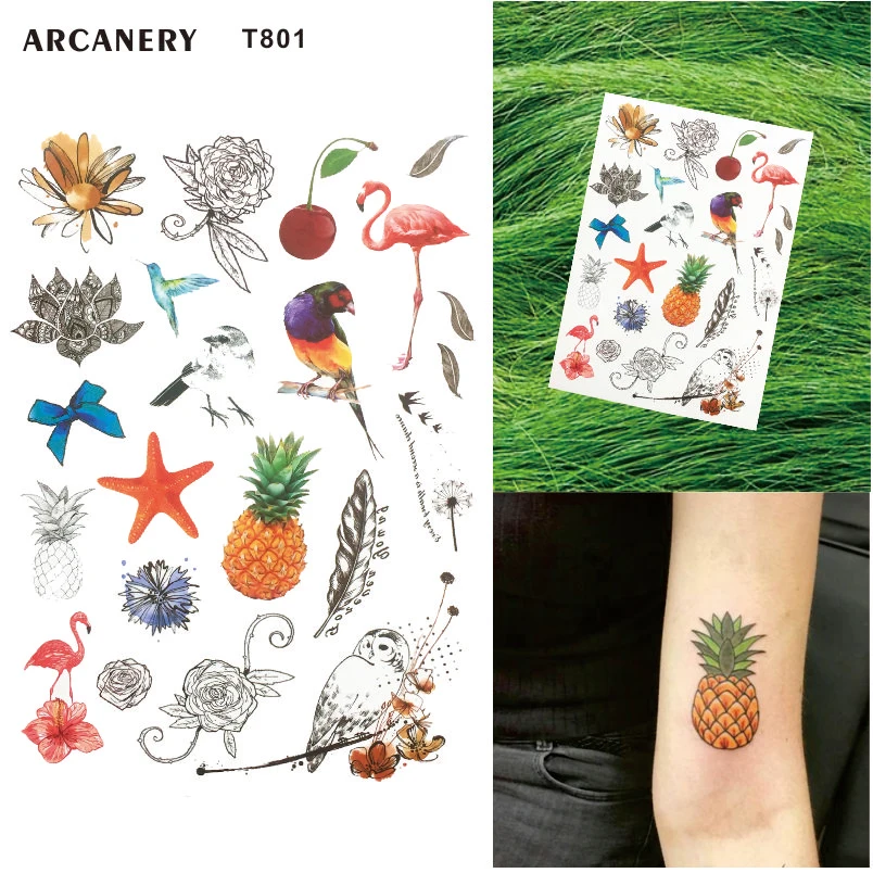T801 1 Piece Colorful Tropical Temporary Tattoo with Pineapple, Starfish, Owl and Leaf Pattern Body Art
T801 1 Piece Colorful Tropical Temporary Tattoo with Pineapple, Starfish, Owl and Leaf Pattern Body Art