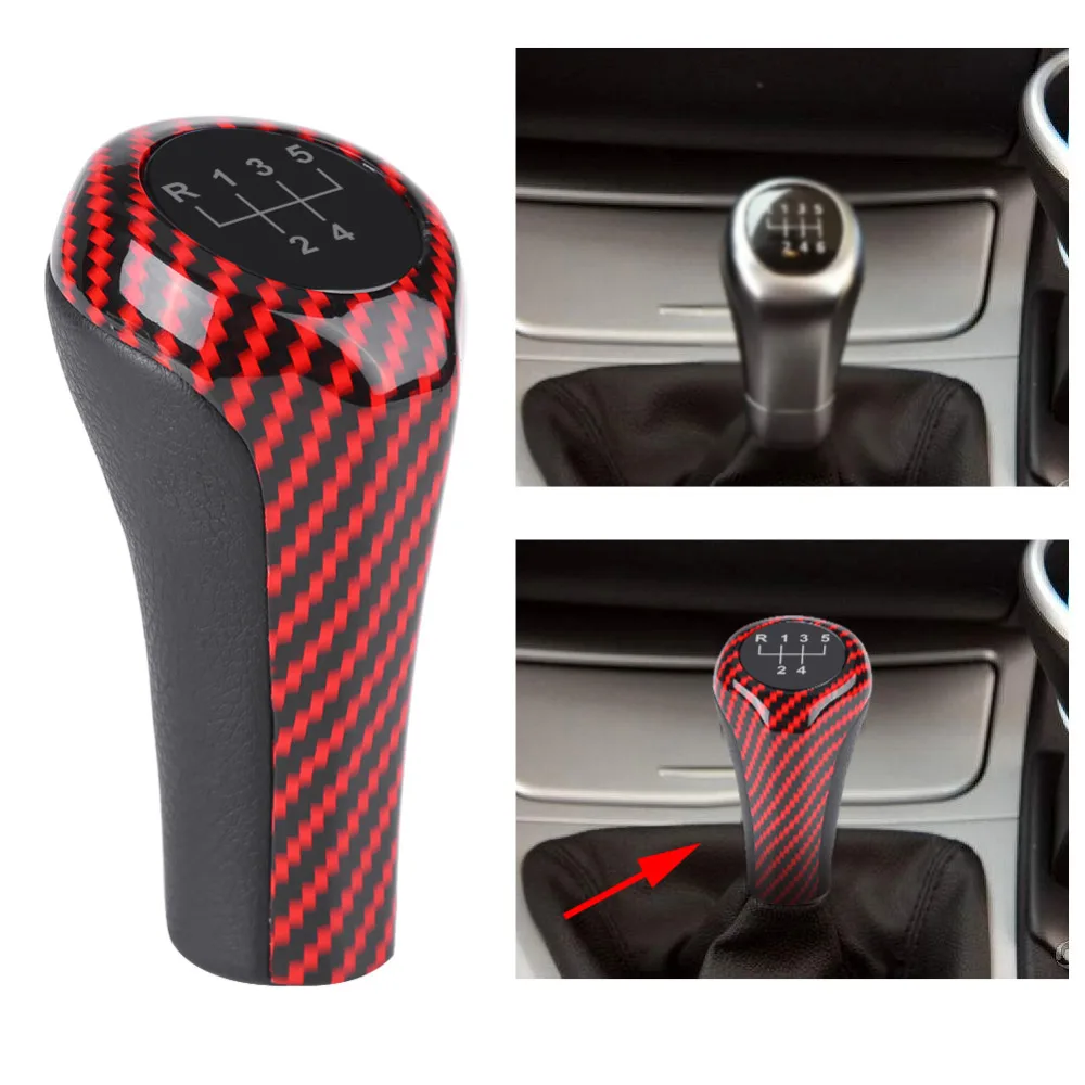 AUTO 5 -6 Speed Car Gear Shift Knob Head for BMW X1 X3 X5 E60 E61 E65 E83 E84 E90 E91 E92 Red&Carbon Fiber Car Styling Accessory
AUTO 5 -6 Speed Car Gear Shift Knob Head for BMW X1 X3 X5 E60 E61 E65 E83 E84 E90 E91 E92 Red&Carbon Fiber Car Styling Accessory