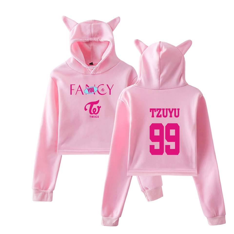 Толстовка с капюшоном Twice Fancy Kpop модный кроп-топ принтом в Корейском стиле Женская
