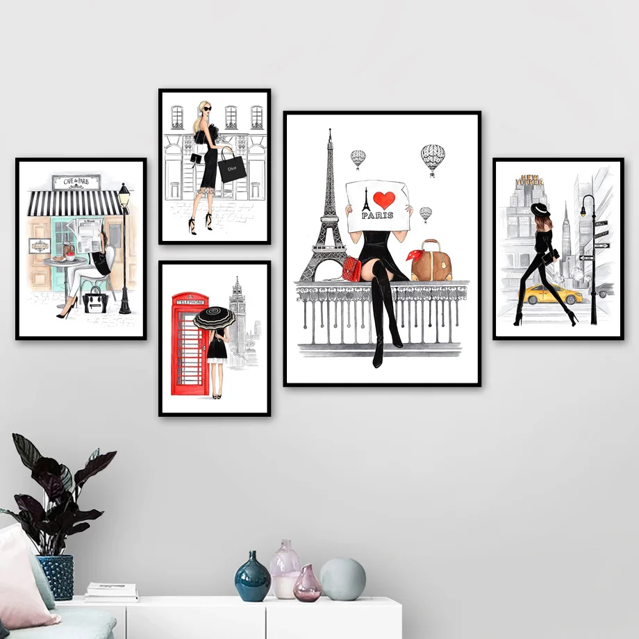 Paris London New York Fashion City Girl Wall Art Canvas Painting Nordic Posters And Prints Wall Pictures For Living Room Decor
Paris London New York Fashion City Girl Wall Art Canvas Painting Nordic Posters And Prints Wall Pictures For Living Room Decor