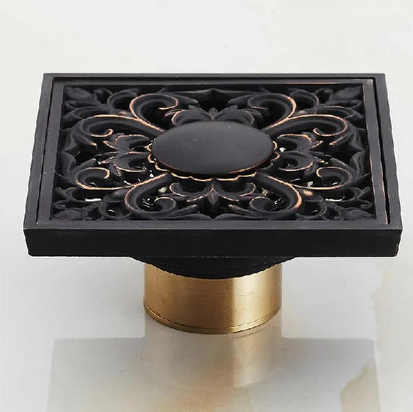 Black Oil Rubbed Brass Carved Flower Pattern Bathroom Shower Drain 4" Square Floor Drain Waste Grates ahr030
Black Oil Rubbed Brass Carved Flower Pattern Bathroom Shower Drain 4" Square Floor Drain Waste Grates ahr030
