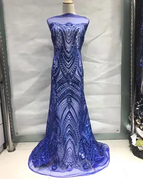 2017 Modern design royal blue French lace African sequins embroidery tulle lace fabric 5 yards for fashion evening dress TV002
2017 Modern design royal blue French lace African sequins embroidery tulle lace fabric 5 yards for fashion evening dress TV002