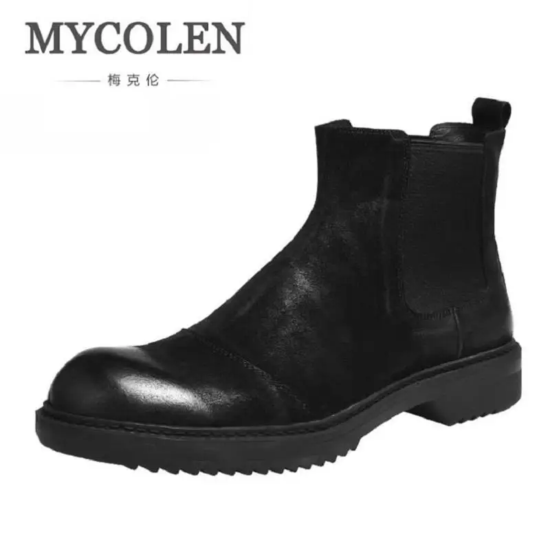 

MYCOLEN Genuine Leather Men Boots Handmade Men Winter Shoes High Quality Luxury Ankle Boots For Wedding Business Botas Masculino