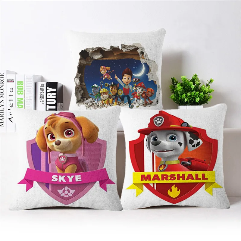 Image 2016 high quality fashion style pawed patrol pillowcase home decoration Nordic standard knitted linen office sofa cushion cover