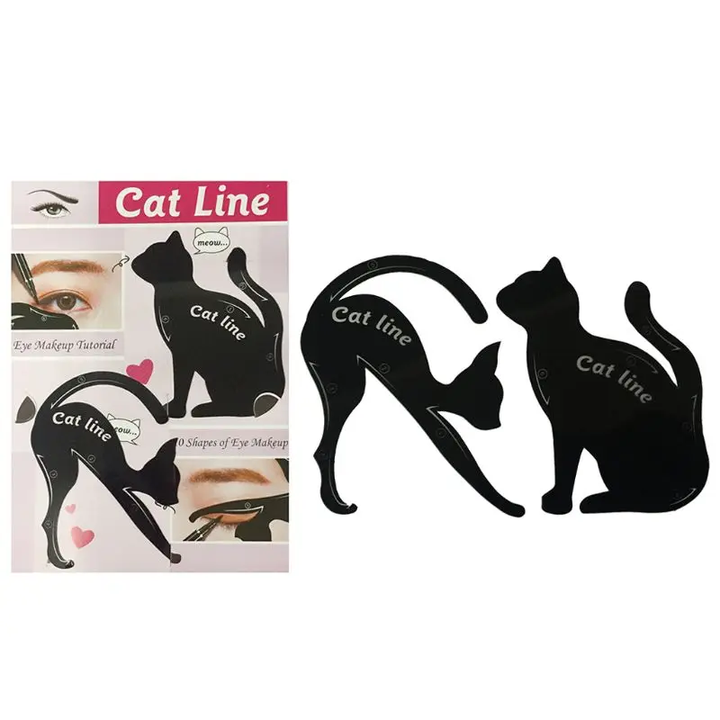 

2 Pcs Eyeliner Drawing Cat Shape Template Cards Fashion Cosmetic Tool Kits Smoky Cat Eyes Makeup Accessory Beginner Use