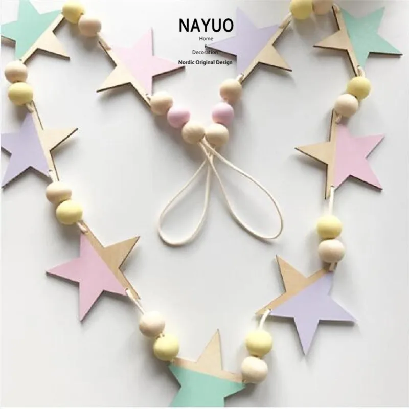 nordic home decor wooden stars hanging decorations banner hang DIY Bead string hang shade girls room decor baby toys
nordic home decor wooden stars hanging decorations banner hang DIY Bead string hang shade girls room decor baby toys