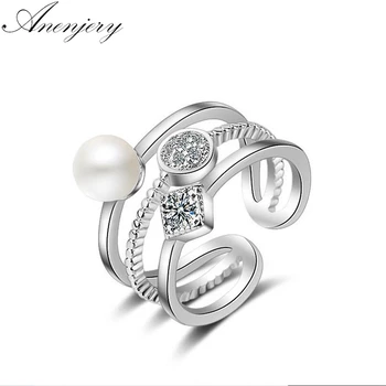 Anenjery 925 Sterling Silver Rings For Women Trendy Multi-layer Pearl Mosaic CZ Zircon Resizable Rings bague femme S-R217 
Anenjery 925 Sterling Silver Rings For Women Trendy Multi-layer Pearl Mosaic CZ Zircon Resizable Rings bague femme S-R217