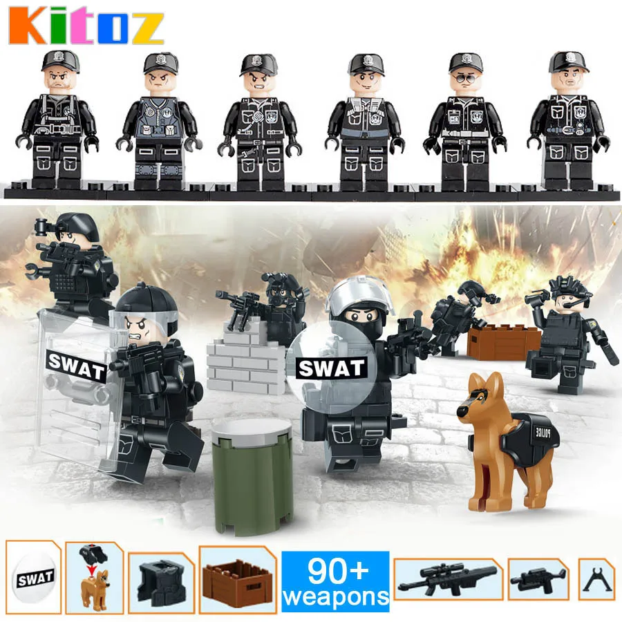 Kitoz Police Policeman SWAT Special Forces Toy Figure Building Blocks with Weapons Toy for Boy children Kid compatible with lego
Kitoz Police Policeman SWAT Special Forces Toy Figure Building Blocks with Weapons Toy for Boy children Kid compatible with lego