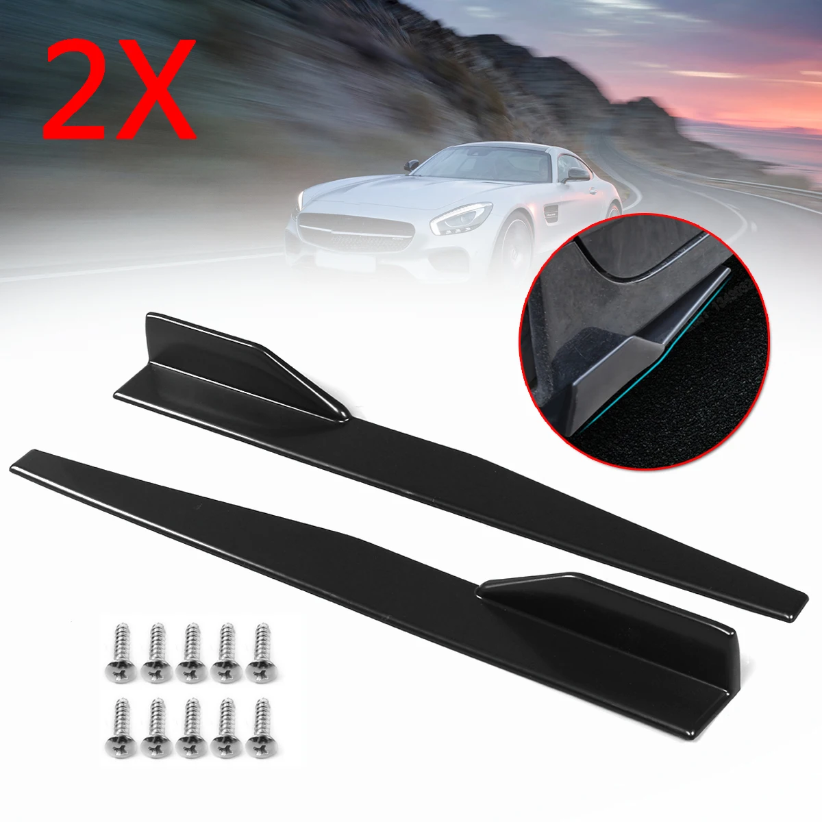 New 2X 86cm Universal Carbon Fiber look & black modified Car Body Side Skirt Rocker Splitters Diffuser Winglet Wings Bumper
New 2X 86cm Universal Carbon Fiber look & black modified Car Body Side Skirt Rocker Splitters Diffuser Winglet Wings Bumper