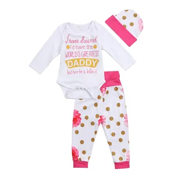 3Pcs Infant Baby Girls Clothes Sets Floral Long Sleeve Romper Tops Dot Pants Hats Cotton Clothing Baby Girl Outfits
3Pcs Infant Baby Girls Clothes Sets Floral Long Sleeve Romper Tops Dot Pants Hats Cotton Clothing Baby Girl Outfits