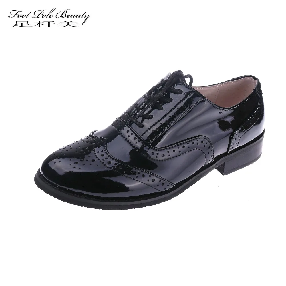 FOOT POLE BEAUTY Brand Black patent leather shoes for women lace-up Genuine Leather oxford women shoes low Handmade Shoes female
FOOT POLE BEAUTY Brand Black patent leather shoes for women lace-up Genuine Leather oxford women shoes low Handmade Shoes female