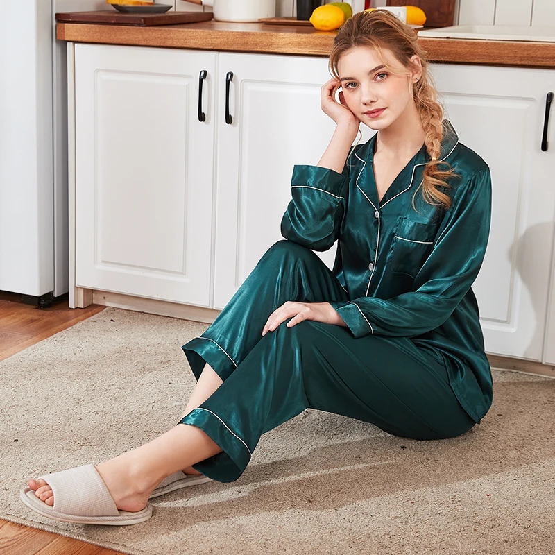 CEARPION Spring New Women Pajamas Set Turn-down Collar Sleepwear 2Pcs Shirt+pants Casual Loose Pajama Sets Satin Sliky Nightgown
CEARPION Spring New Women Pajamas Set Turn-down Collar Sleepwear 2Pcs Shirt+pants Casual Loose Pajama Sets Satin Sliky Nightgown