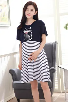 Summer Short Sleeve Cotton Large Size Pregnant Women Breastfeeding And Nursing Postpartum Feeding Striped Dresses Women's Tops
Summer Short Sleeve Cotton Large Size Pregnant Women Breastfeeding And Nursing Postpartum Feeding Striped Dresses Women's Tops