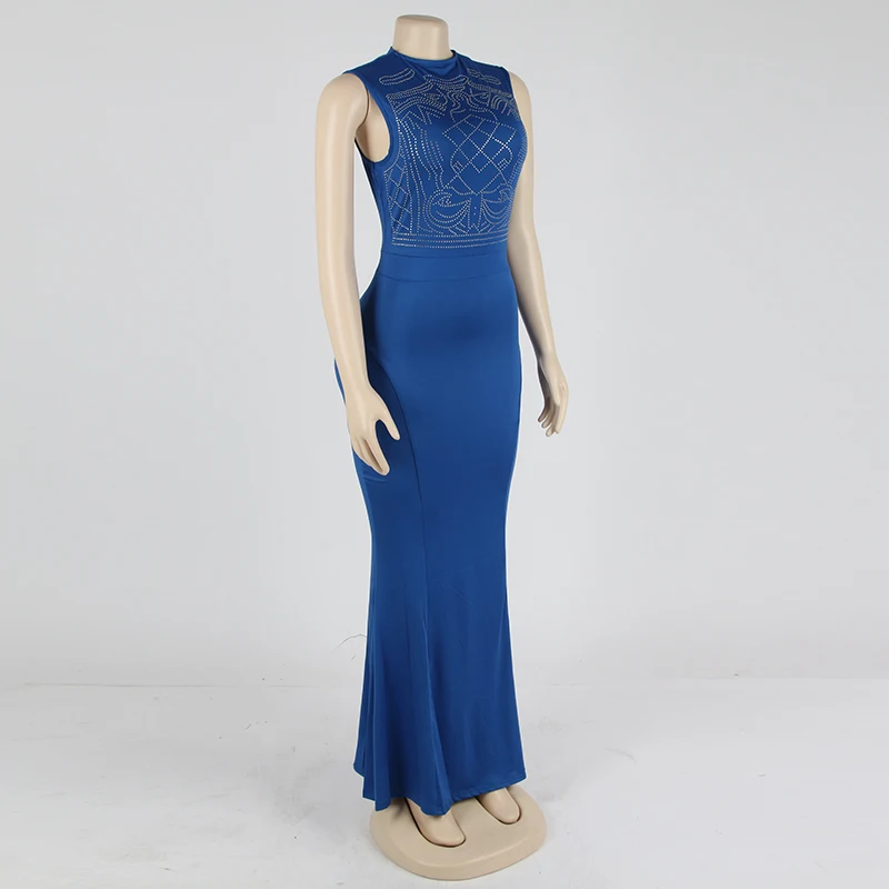 Kostlich Summer Dress Women 2017 Geometric Rhinestone O-Neck Sleeveless Sexy Women Long Dress NightClub Wear Maxi Party Dresses (37)