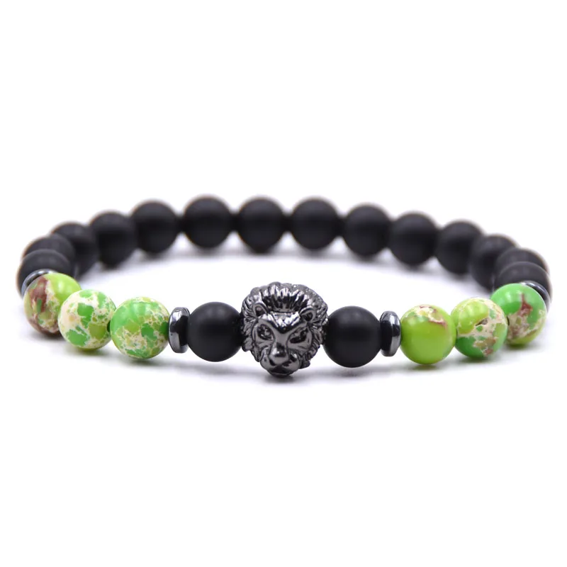 2019 Trendy CZ Lion Bracelet Men natural black lucky Stone 8mm Bead Charm Bracelets For Women Jewelry men Pulseira | Украшения и